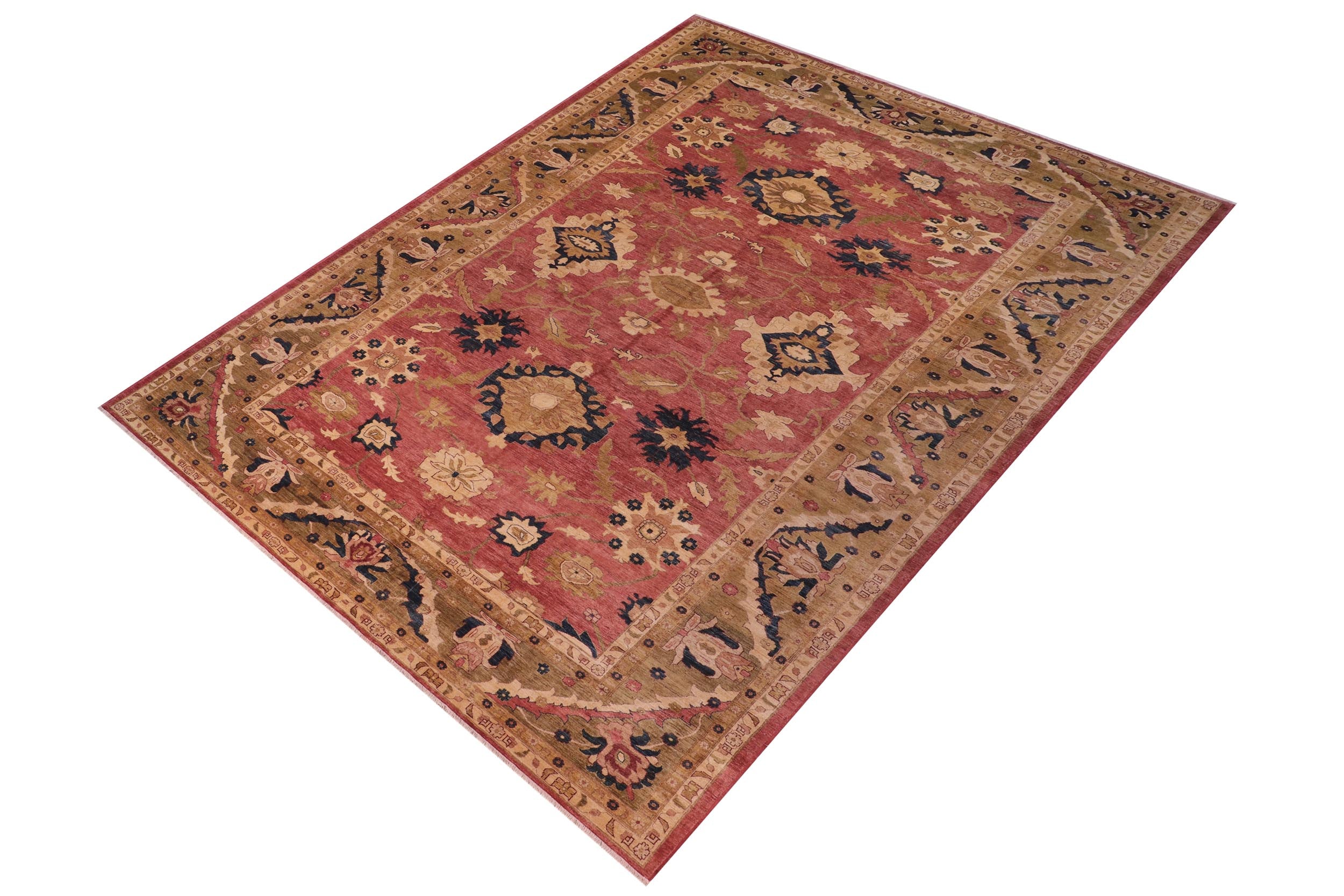handmade Traditional Kafkaz Rust Olive Green Hand Knotted RECTANGLE 100% WOOL area rug 12x18