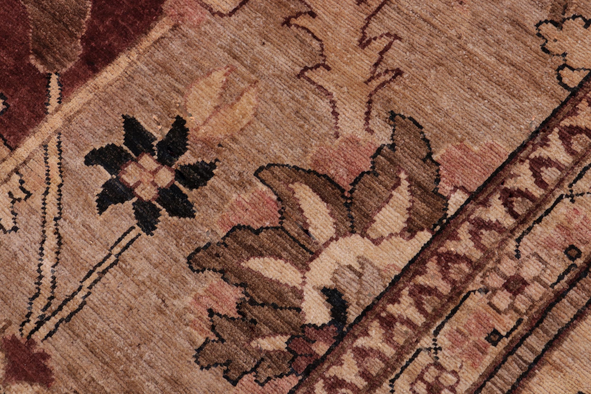 handmade Traditional Kafkaz Aubergine Tan Hand Knotted RECTANGLE 100% WOOL area rug 12' x 17'