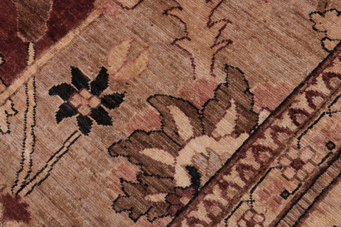 handmade Traditional Kafkaz Aubergine Tan Hand Knotted RECTANGLE 100% WOOL area rug 12' x 17'