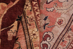 handmade Traditional  Aubergine Tan Hand Knotted RECTANGLE 100% WOOL area rug 12X17