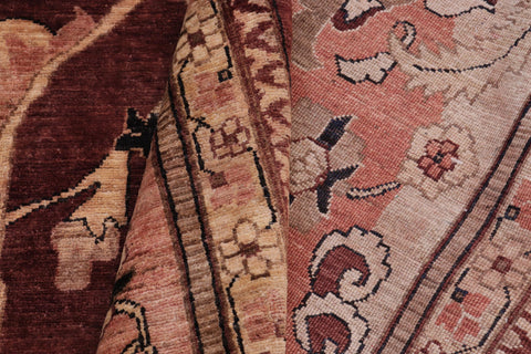 handmade Traditional Kafkaz Aubergine Tan Hand Knotted RECTANGLE 100% WOOL area rug 12' x 17'