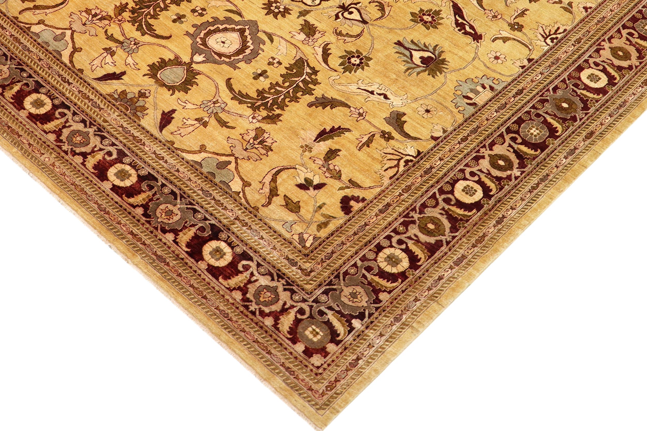 handmade Traditional Kafkaz Gold Red Hand Knotted RECTANGLE 100% WOOL area rug 13x17