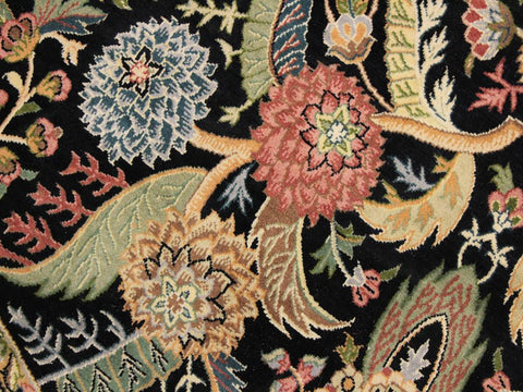 handmade Traditional Nagi Black Gold Hand Knotted ROUND 100% WOOL area rug 8x8