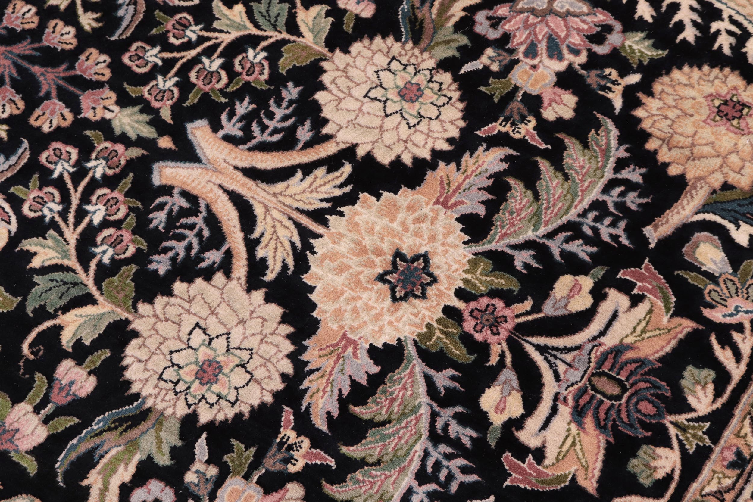 handmade Traditional Nagi Black Gold Hand Knotted ROUND 100% WOOL area rug 8' x 8'