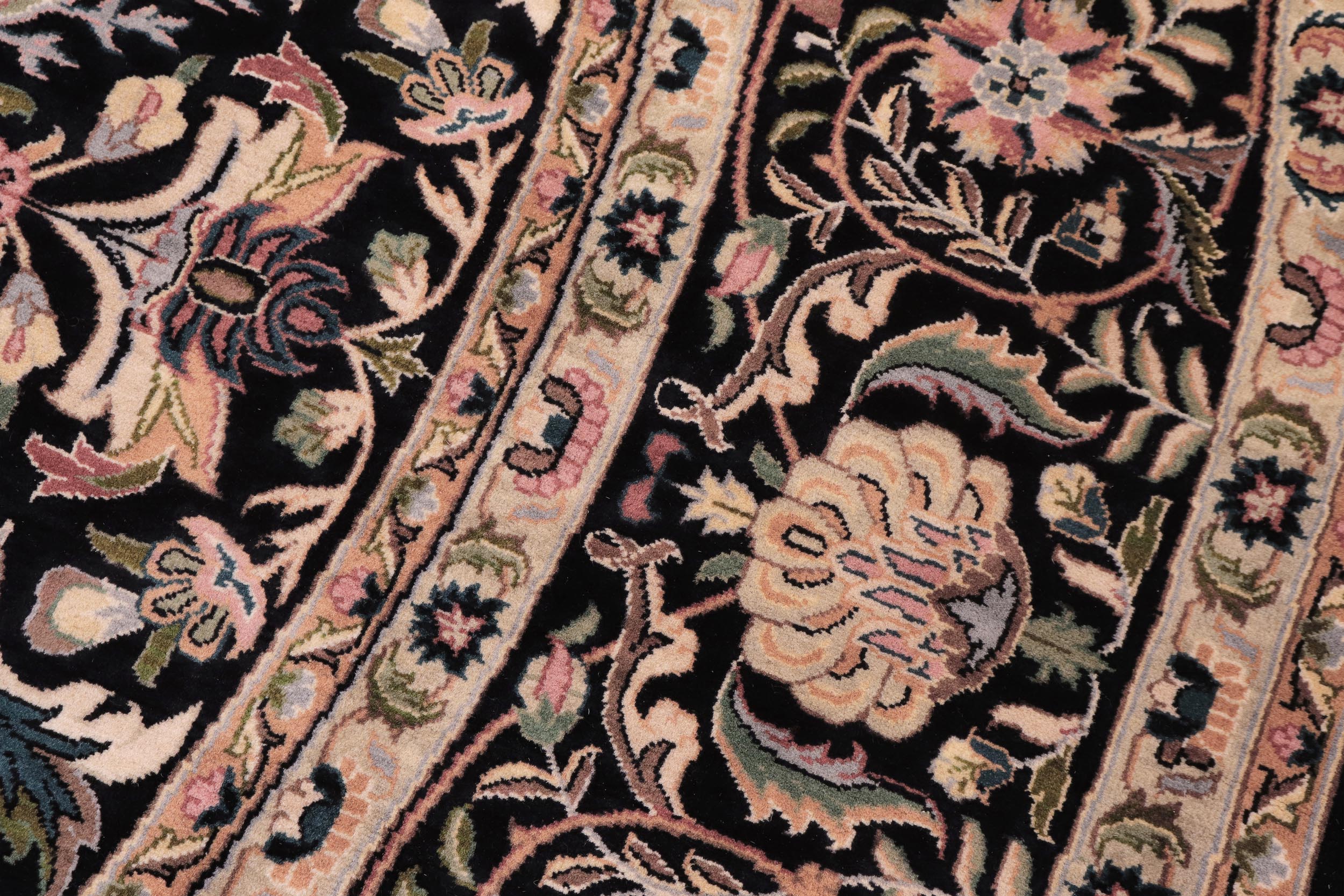 handmade Traditional Nagi Black Gold Hand Knotted ROUND 100% WOOL area rug 8'x8'