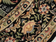 handmade Traditional Nagi Black Gold Hand Knotted ROUND 100% WOOL area rug 8x8