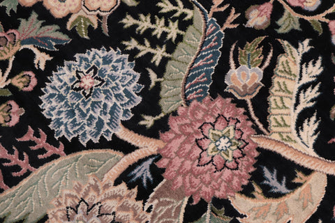 handmade Traditional Nagi Black Gold Hand Knotted ROUND 100% WOOL area rug 8' x 8'