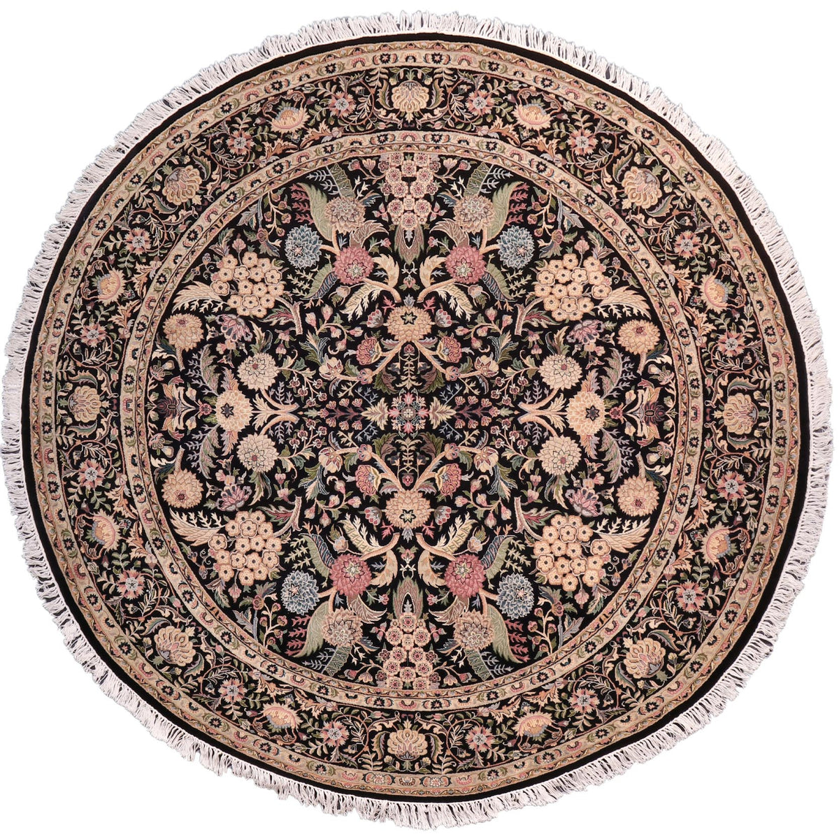 handmade Traditional Nagi Black Gold Hand Knotted ROUND 100% WOOL area rug 8'x8'