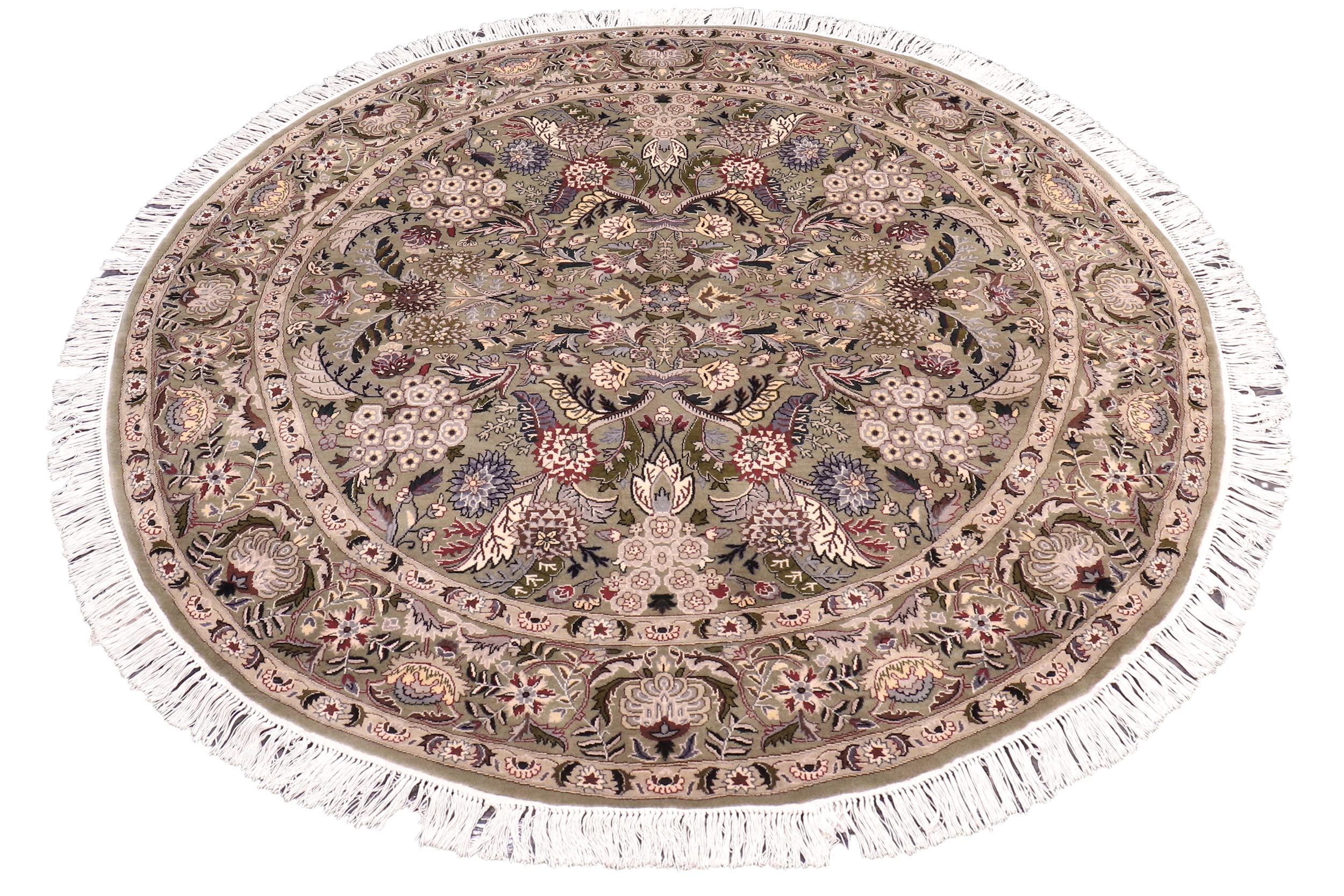 handmade Traditional Nagi Green Gray Hand Knotted ROUND 100% WOOL area rug 6'x6'