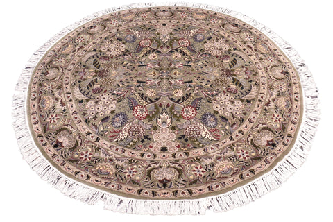 handmade Traditional Nagi Green Gray Hand Knotted ROUND 100% WOOL area rug 6'x6'