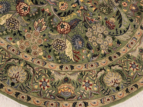 handmade Traditional Nagi Green Gray Hand Knotted ROUND 100% WOOL area rug 6x6