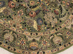 handmade Traditional Nagi Green Gray Hand Knotted ROUND 100% WOOL area rug 6x6