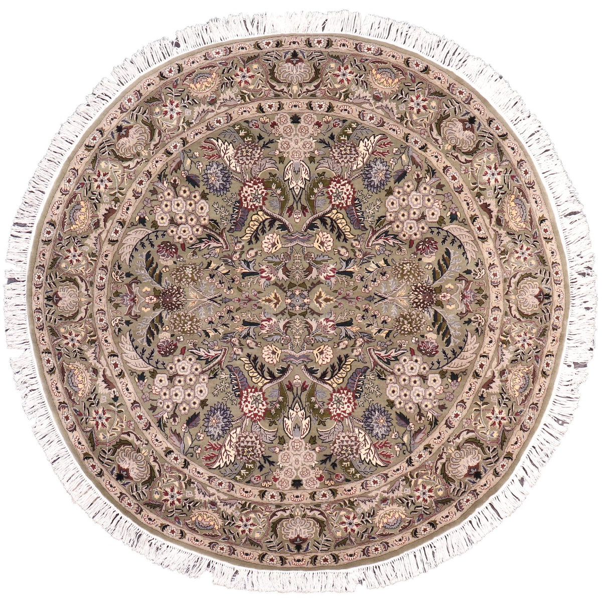 handmade Traditional Nagi Green Gray Hand Knotted ROUND 100% WOOL area rug 6' x 6'