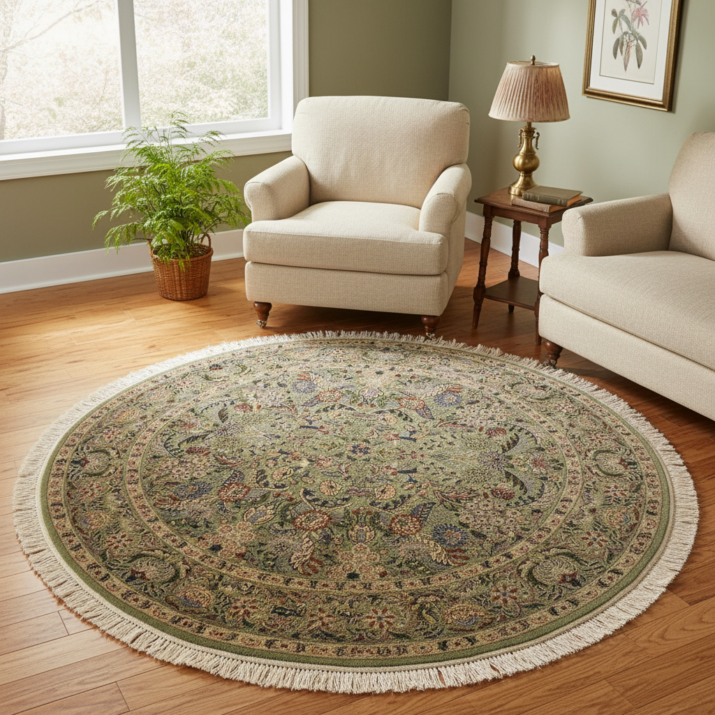 handmade Traditional Nagi Green Grey Hand Knotted ROUND 100% WOOL area rug 6'x6'