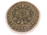 handmade Traditional Nagi Green Grey Hand Knotted ROUND 100% WOOL area rug 6x6