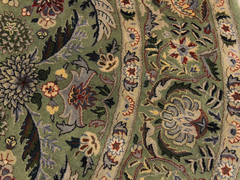 handmade Traditional Nagi Green Grey Hand Knotted ROUND 100% WOOL area rug 6x6