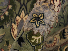 handmade Traditional Nagi Green Grey Hand Knotted ROUND 100% WOOL area rug 6x6