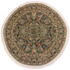handmade Traditional Nagi Green Grey Hand Knotted ROUND 100% WOOL area rug 6x6