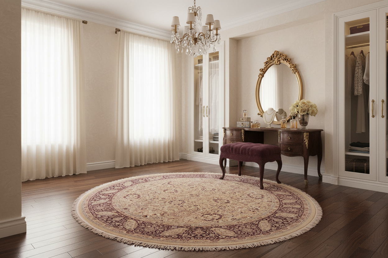 handmade Traditional Round Kashan Gold Red Hand Knotted ROUND 100% WOOL area rug 8' x 8'