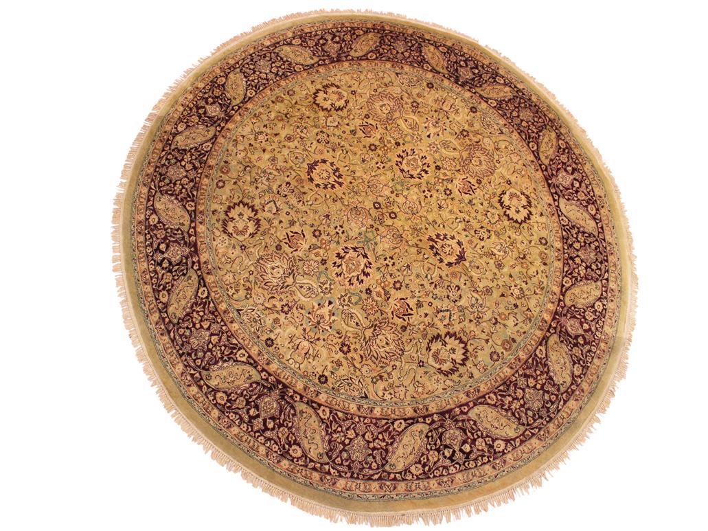 handmade Traditional Kashan Gold Red Hand Knotted ROUND 100% WOOL area rug 8x8