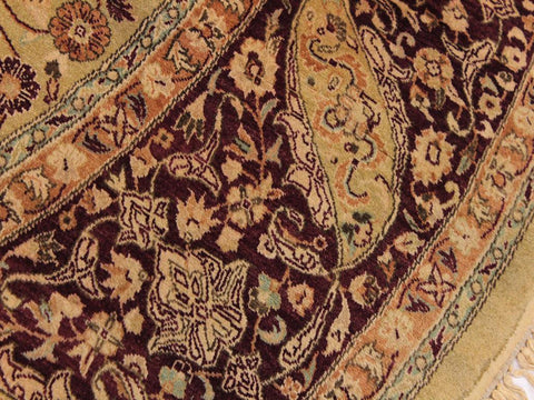 handmade Traditional Kashan Gold Red Hand Knotted ROUND 100% WOOL area rug 8x8