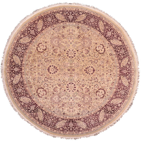 handmade Traditional Round Kashan Gold Red Hand Knotted ROUND 100% WOOL area rug 8' x 8'