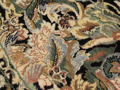 handmade Traditional Rimjim Black Grey Hand Knotted ROUND 100% WOOL area rug 8x8