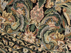 handmade Traditional Rimjim Black Grey Hand Knotted ROUND 100% WOOL area rug 8x8