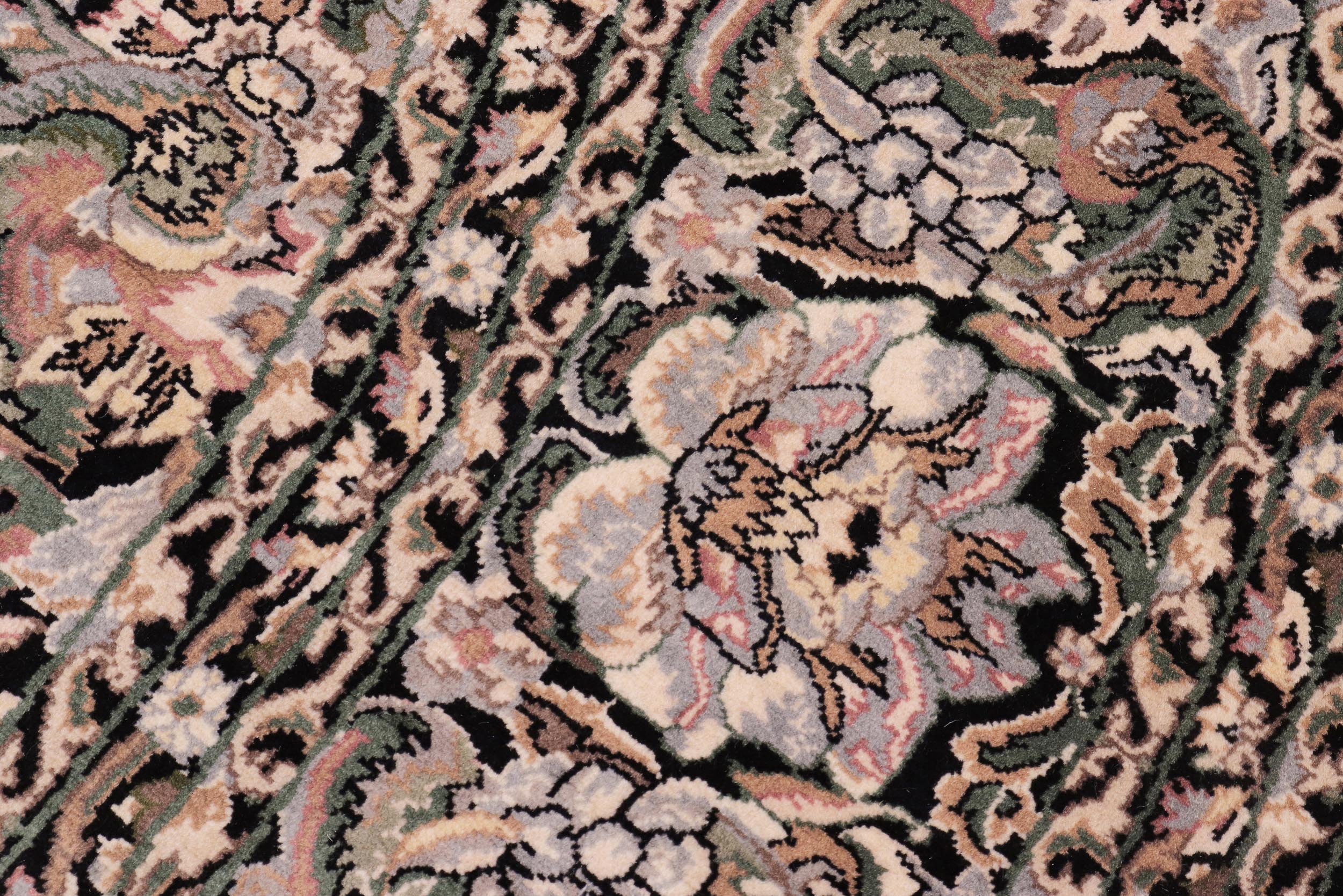 handmade Traditional Rimjim Black Grey Hand Knotted ROUND 100% WOOL area rug 8' x 8'