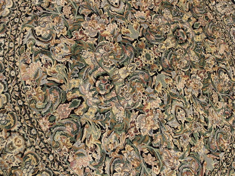 handmade Traditional Rimjim Black Grey Hand Knotted ROUND 100% WOOL area rug 8x8