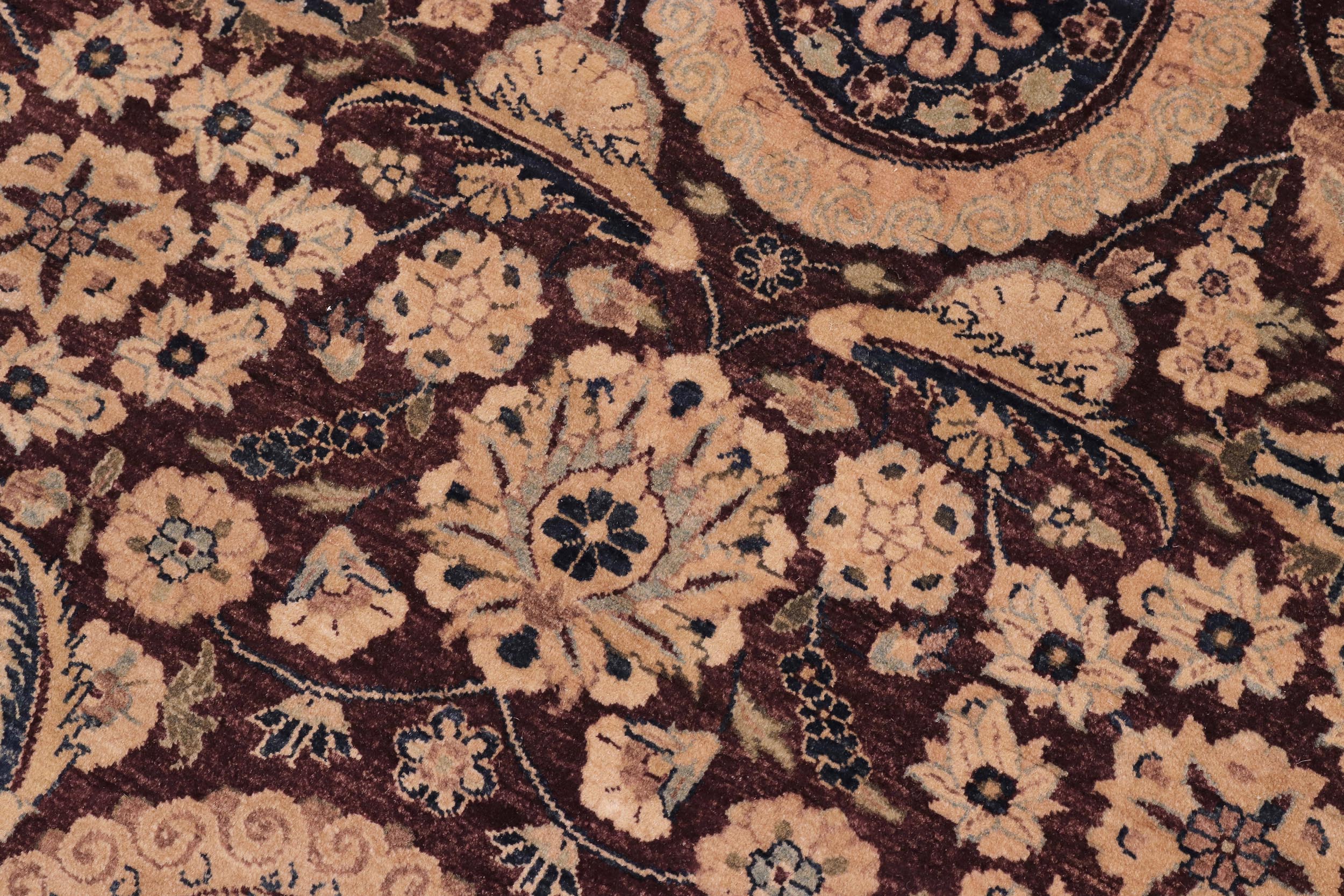 handmade Traditional Round Agra Tabriz Red Blue Hand Knotted ROUND 100% WOOL area rug 8' x 8'