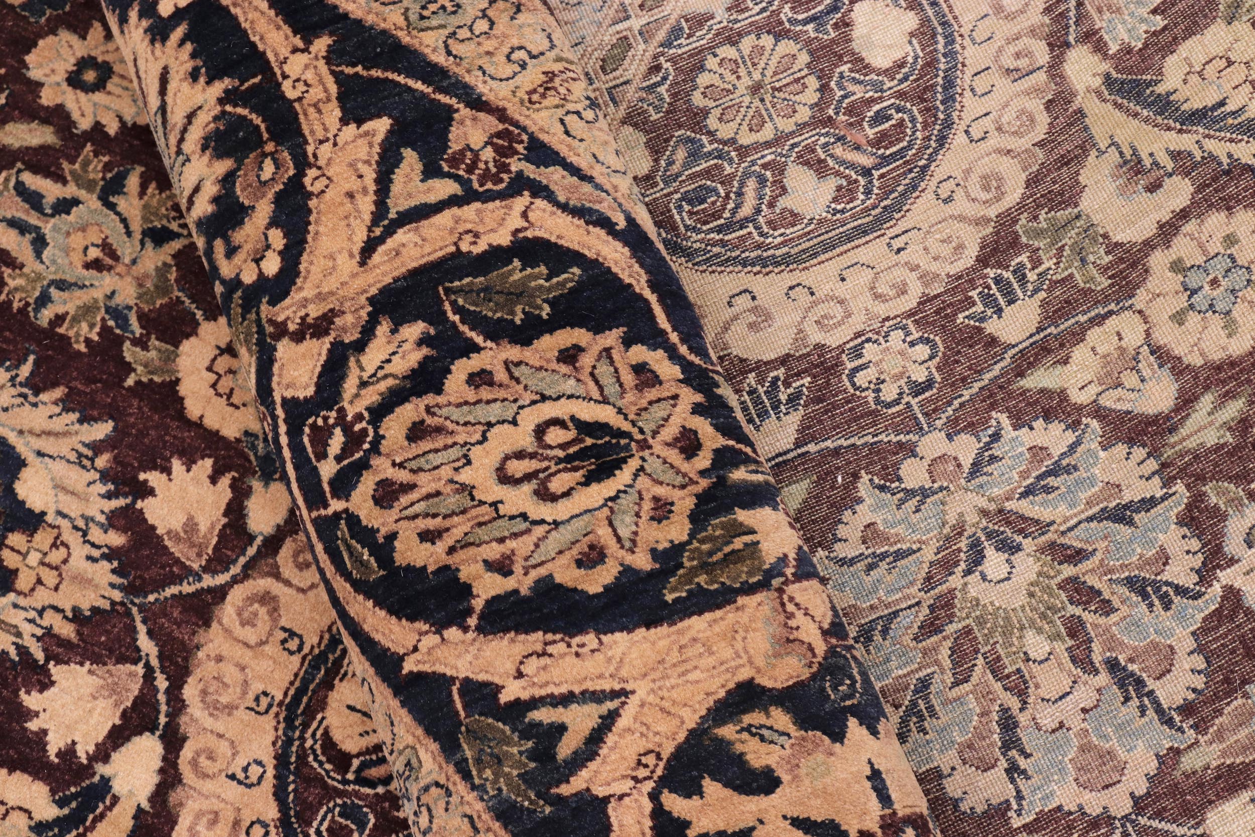 handmade Traditional Round Agra Tabriz Red Blue Hand Knotted ROUND 100% WOOL area rug 8' x 8'