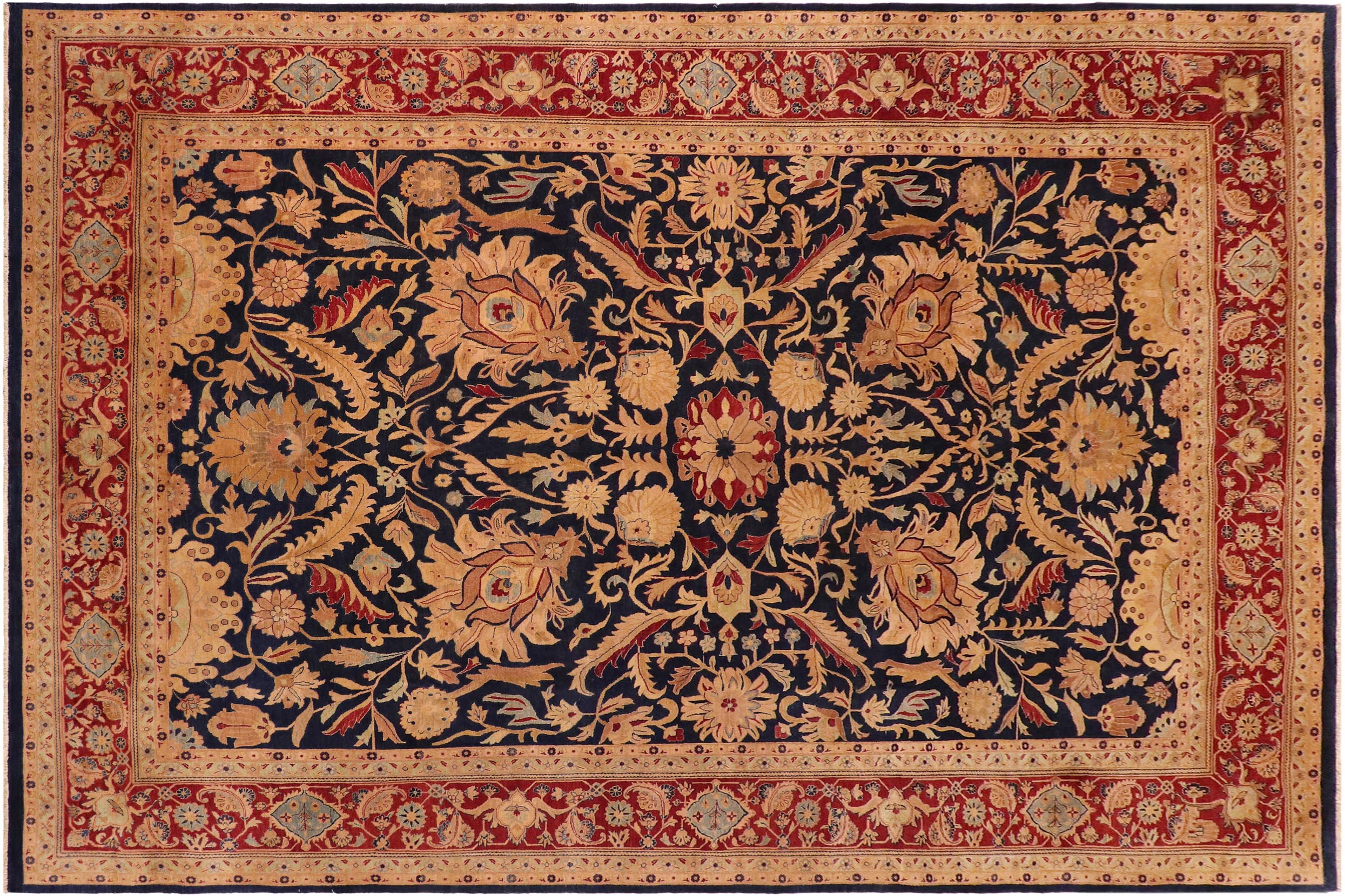 handmade Traditional Sultanabad Blue Red Hand Knotted RECTANGLE 100% WOOL area rug 10x14