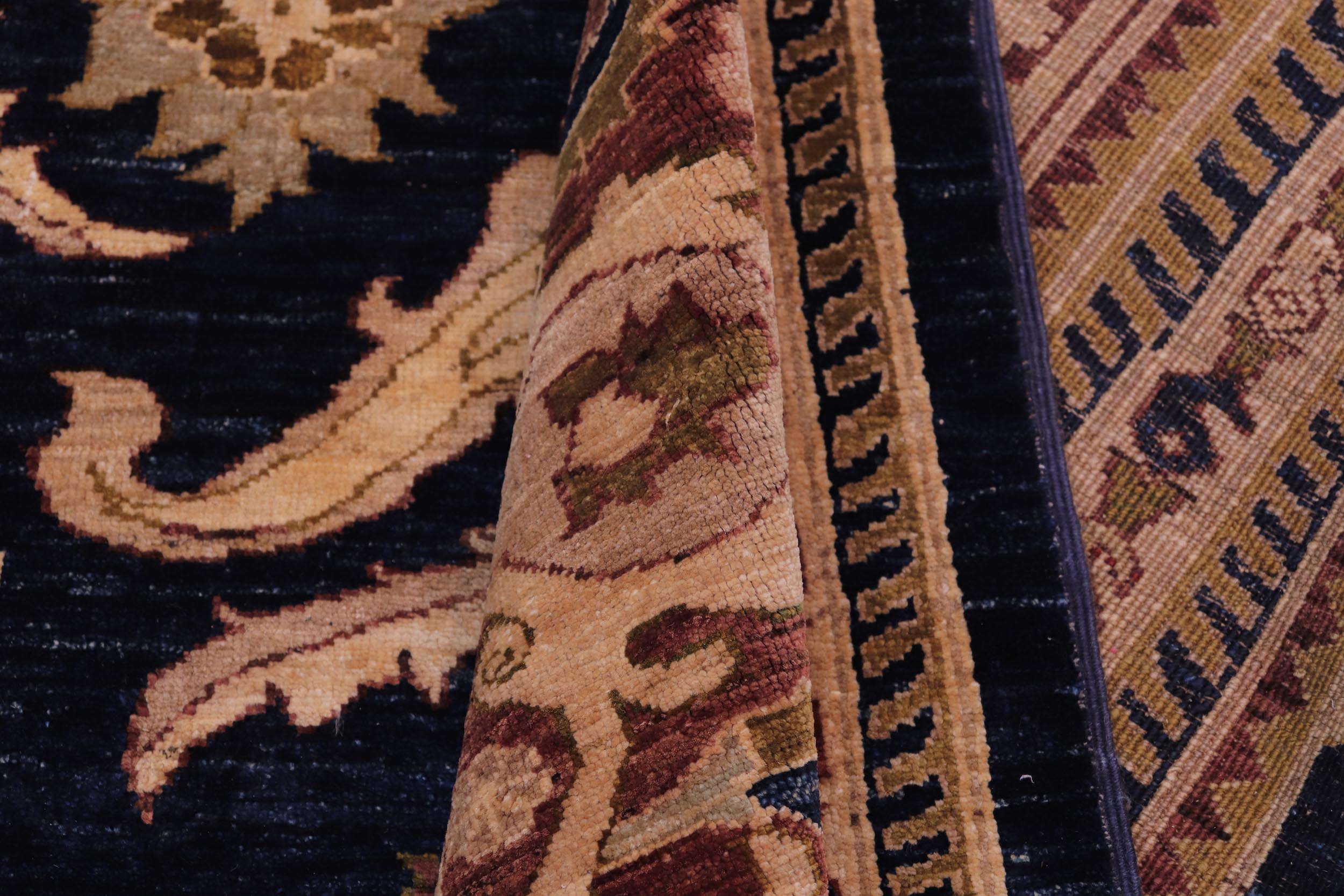 handmade Transitional Kafkaz Blue Rust Hand Knotted RECTANGLE 100% WOOL area rug 13' x 16'