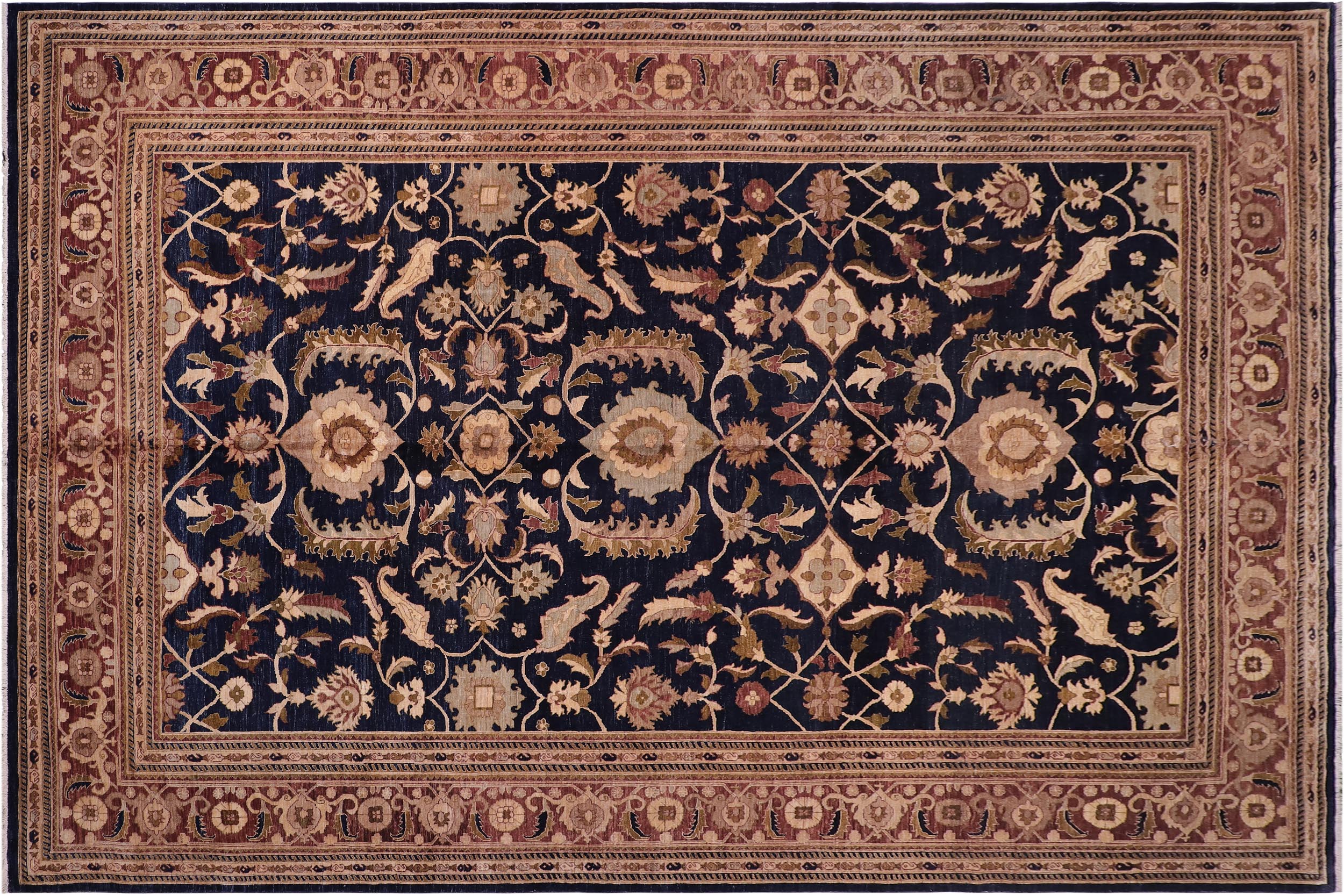 handmade Transitional Kafkaz Blue Rust Hand Knotted RECTANGLE 100% WOOL area rug 13' x 16'