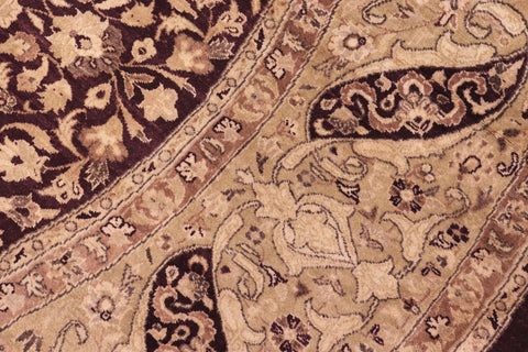 handmade Traditional Round Kashan Red Brown Hand Knotted ROUND 100% WOOL area rug 8' x 8'