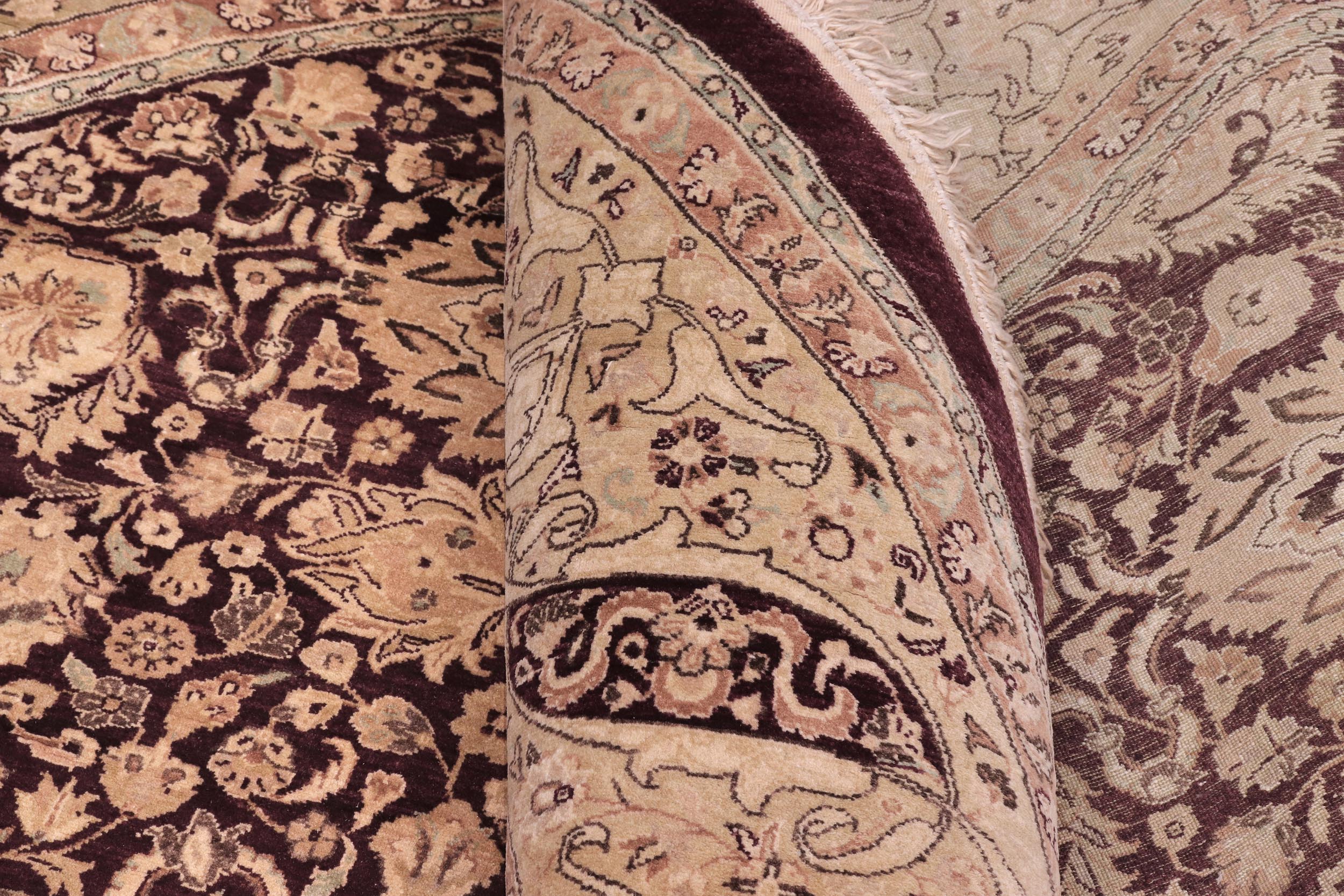 handmade Traditional Round Kashan Red Brown Hand Knotted ROUND 100% WOOL area rug 8' x 8'