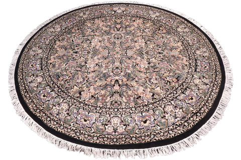 handmade Traditional Rasmi Romal Black Gray Hand Knotted ROUND 100% WOOL area rug 9' x 9'
