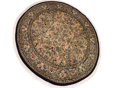 handmade Traditional Rasmi Romal Black Gray Hand Knotted ROUND 100% WOOL area rug 9x9