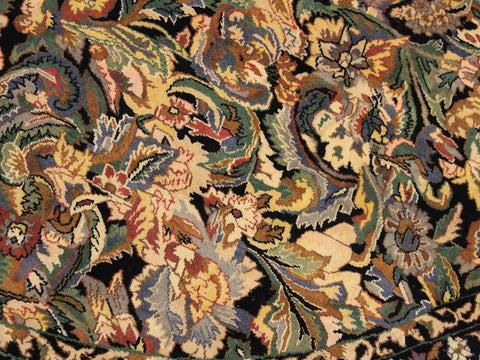 handmade Traditional Rasmi Romal Black Gray Hand Knotted ROUND 100% WOOL area rug 9x9