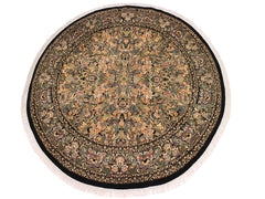 handmade Traditional Rasmi Romal Black Gray Hand Knotted ROUND 100% WOOL area rug 9x9