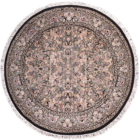 handmade Traditional Rasmi Romal Black Gray Hand Knotted ROUND 100% WOOL area rug 9'x9'