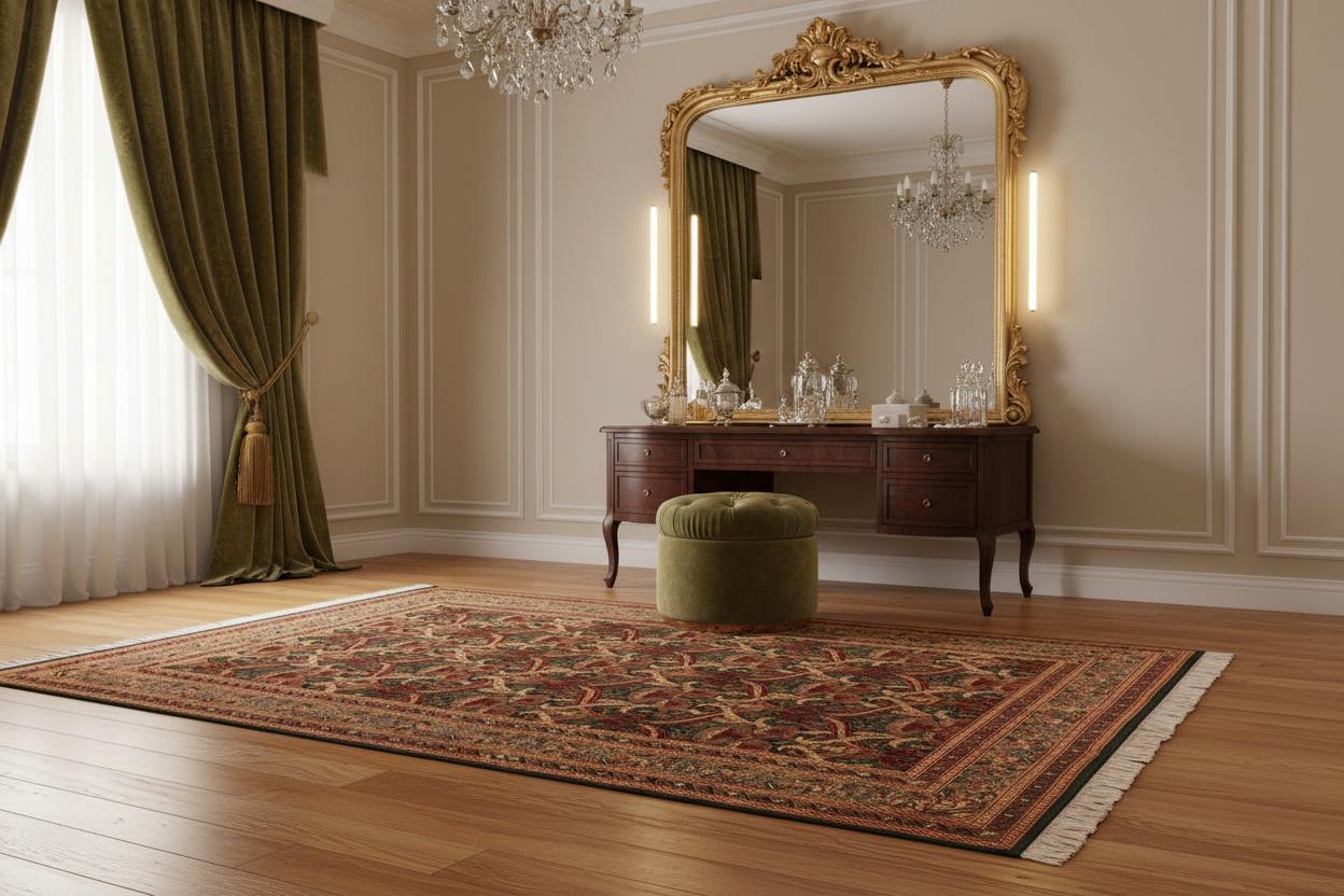 handmade Transitional Hamjolie Green Gold Hand Knotted RECTANGLE 100% WOOL area rug 5x8