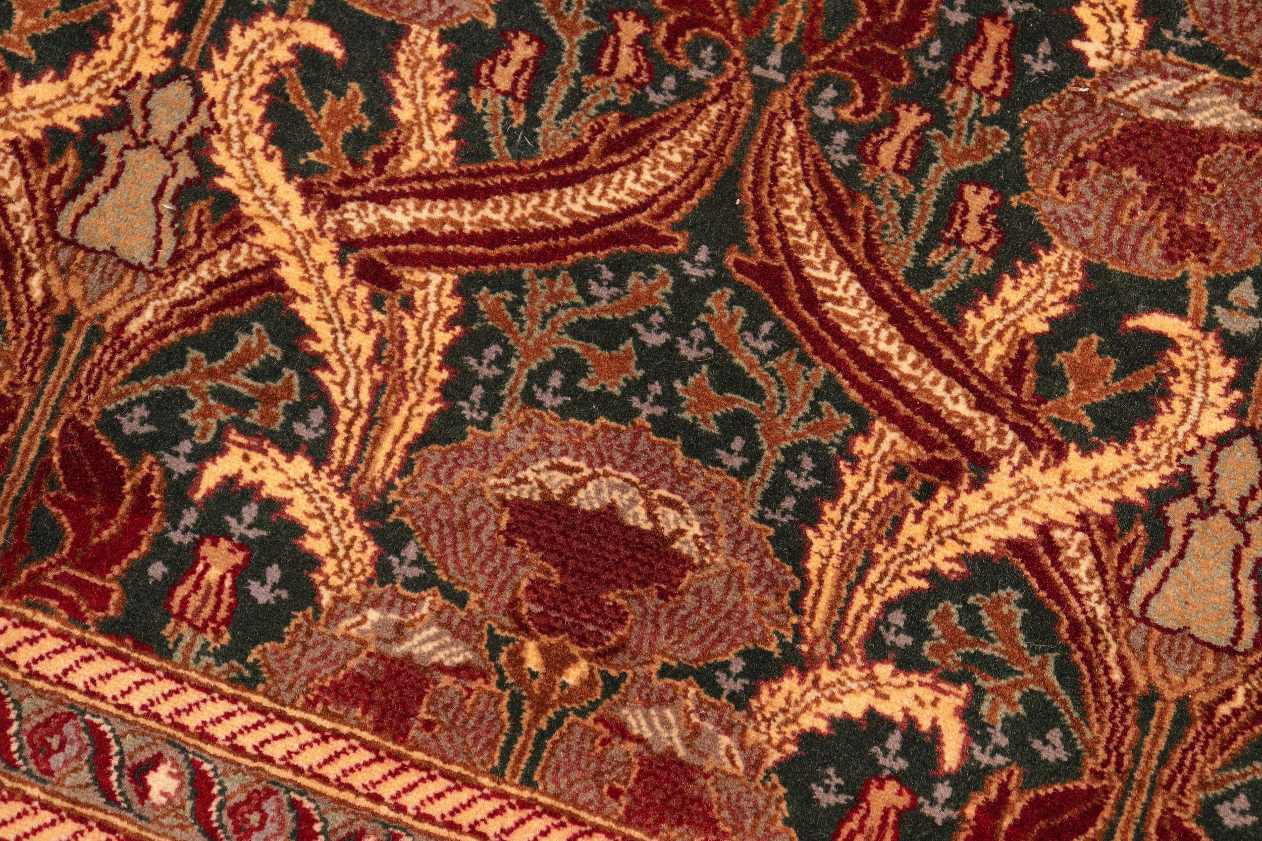 handmade Transitional Hamjolie Green Gold Hand Knotted RECTANGLE 100% WOOL area rug 5x8