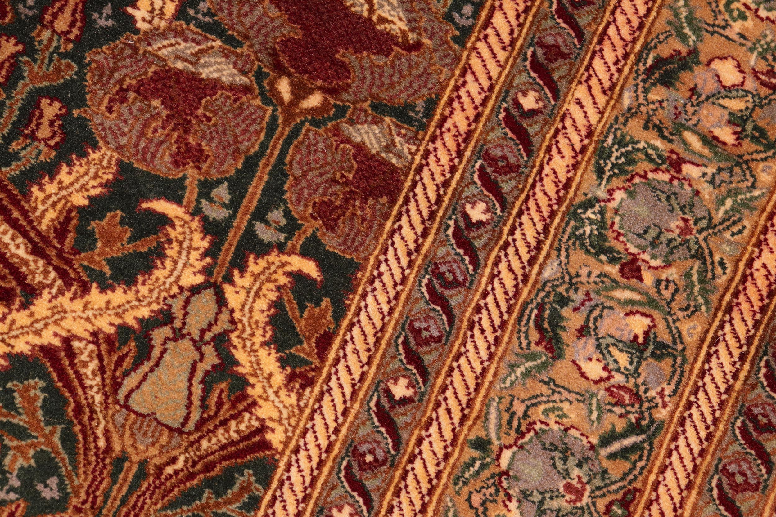 handmade Transitional Hamjolie Green Gold Hand Knotted RECTANGLE 100% WOOL area rug 5x8