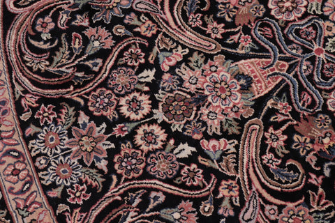 handmade Traditional Kashan Black Pink Hand Knotted ROUND 100% WOOL area rug 8' x 8'
