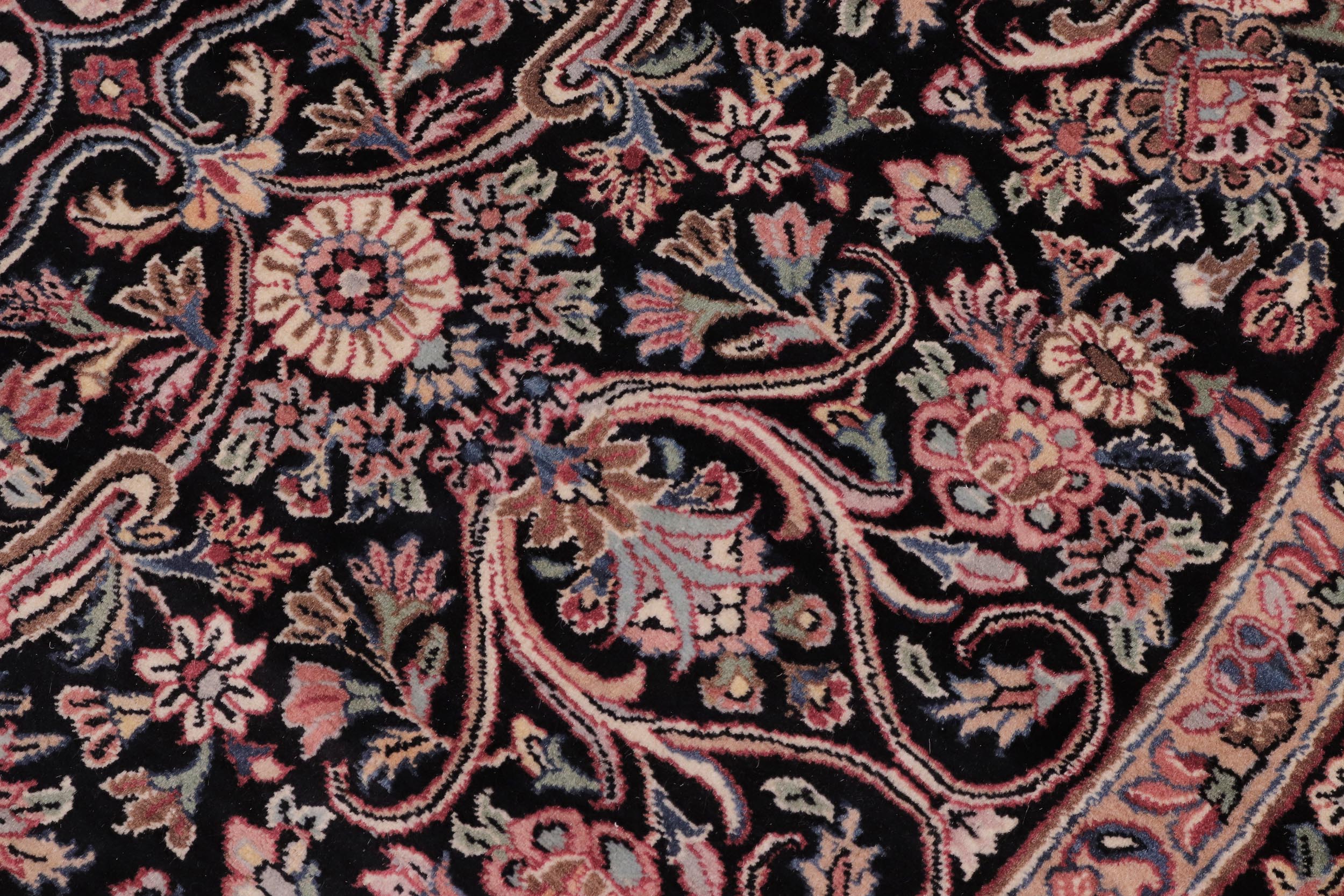 handmade Traditional Kashan Black Pink Hand Knotted ROUND 100% WOOL area rug 8'x8'
