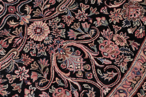 handmade Traditional Kashan Black Pink Hand Knotted ROUND 100% WOOL area rug 8'x8'