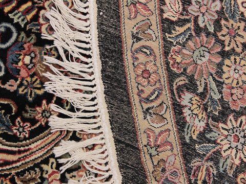 handmade Traditional Kashan Black Pink Hand Knotted ROUND 100% WOOL area rug 8x8