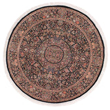 handmade Traditional Kashan Black Pink Hand Knotted ROUND 100% WOOL area rug 8x8